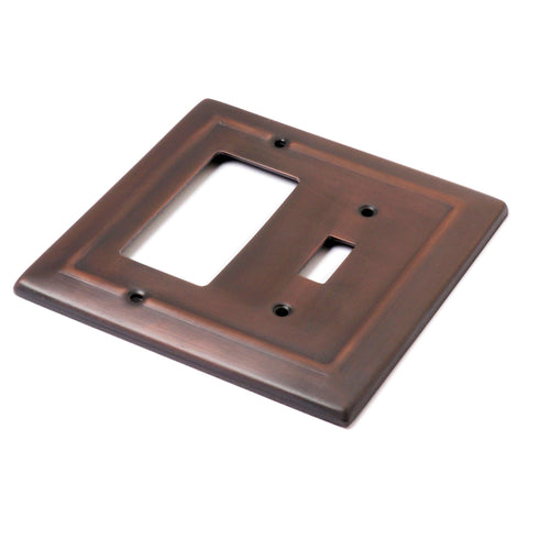 Architectural Combo Toggle / Rocker Light Switch Wall Plate - Antique Copper Finish